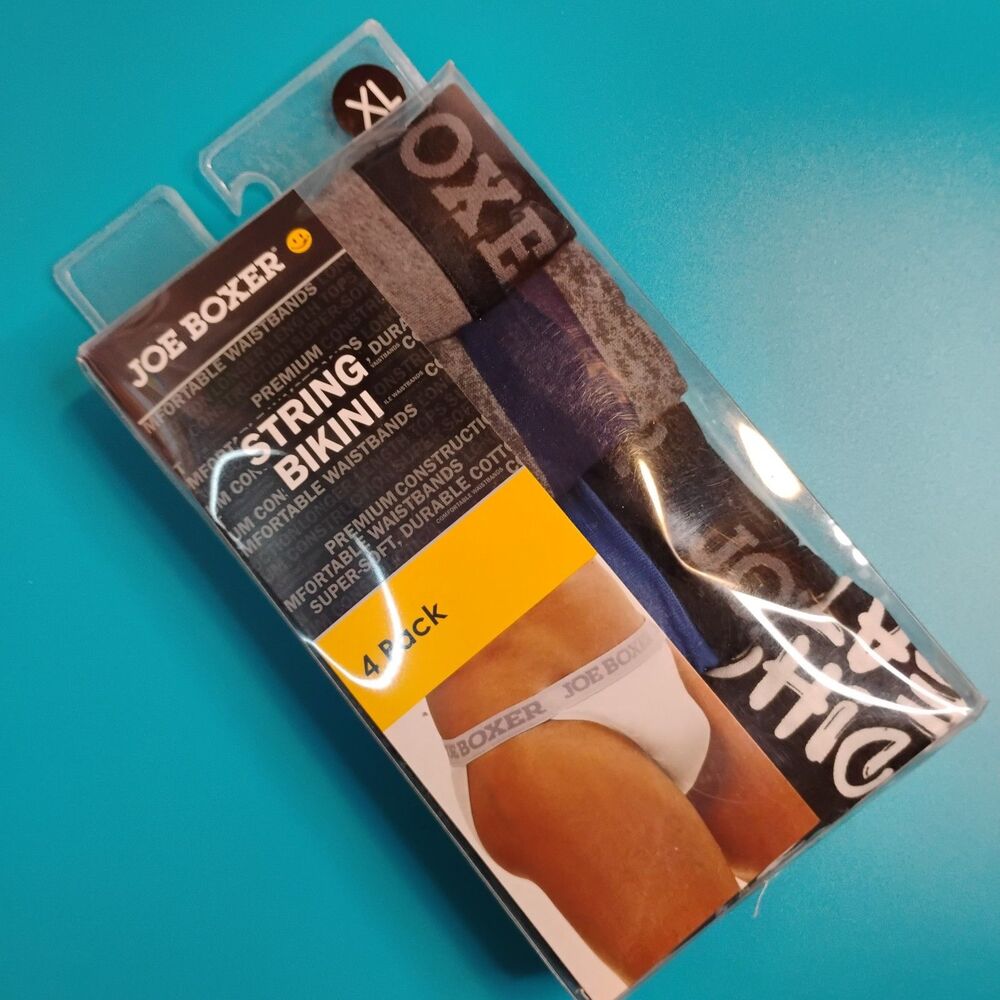 Vintage Kmart Joe Boxer Men’s XL 4 Pack String Bikini 100% Cotton NEW NOS